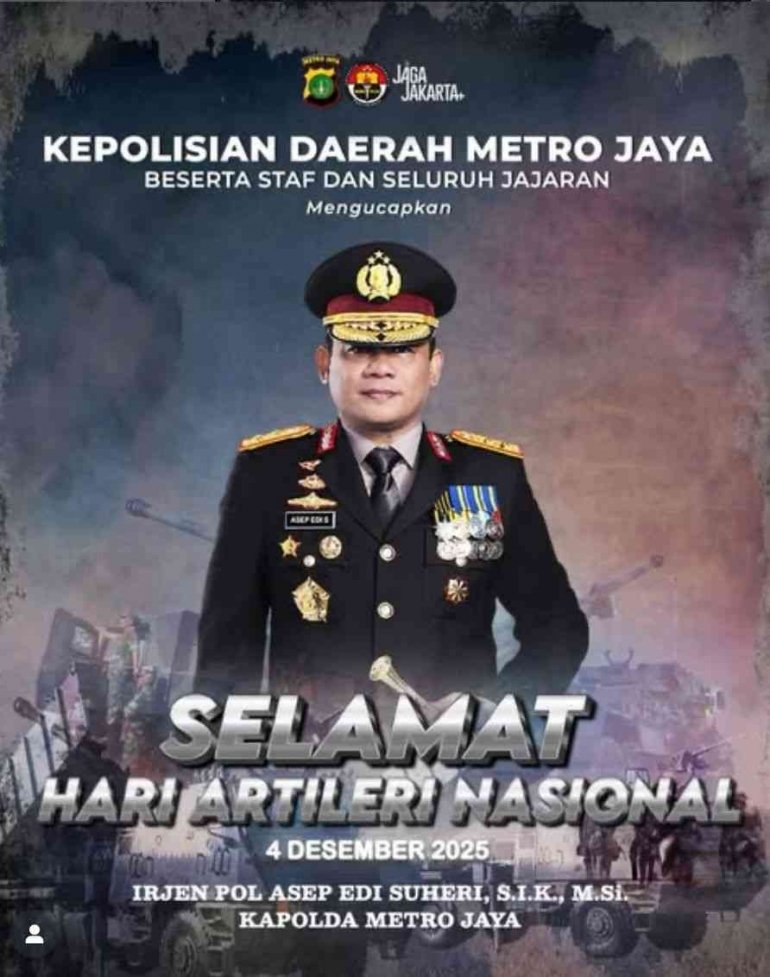 Kapolda Metro Jaya Sampaikan Ucapan Selamat Hari Artileri Nasional 4 Desember 2025